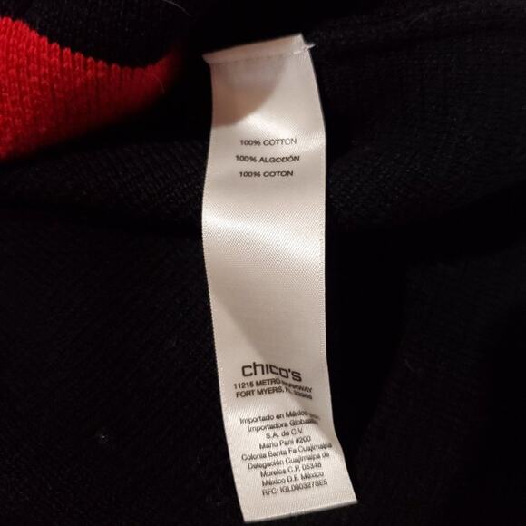 Chico's Women's 2 Full Zip Colorblock Red/Black Knit Cardigan with Pockets - Picture 8 of 10